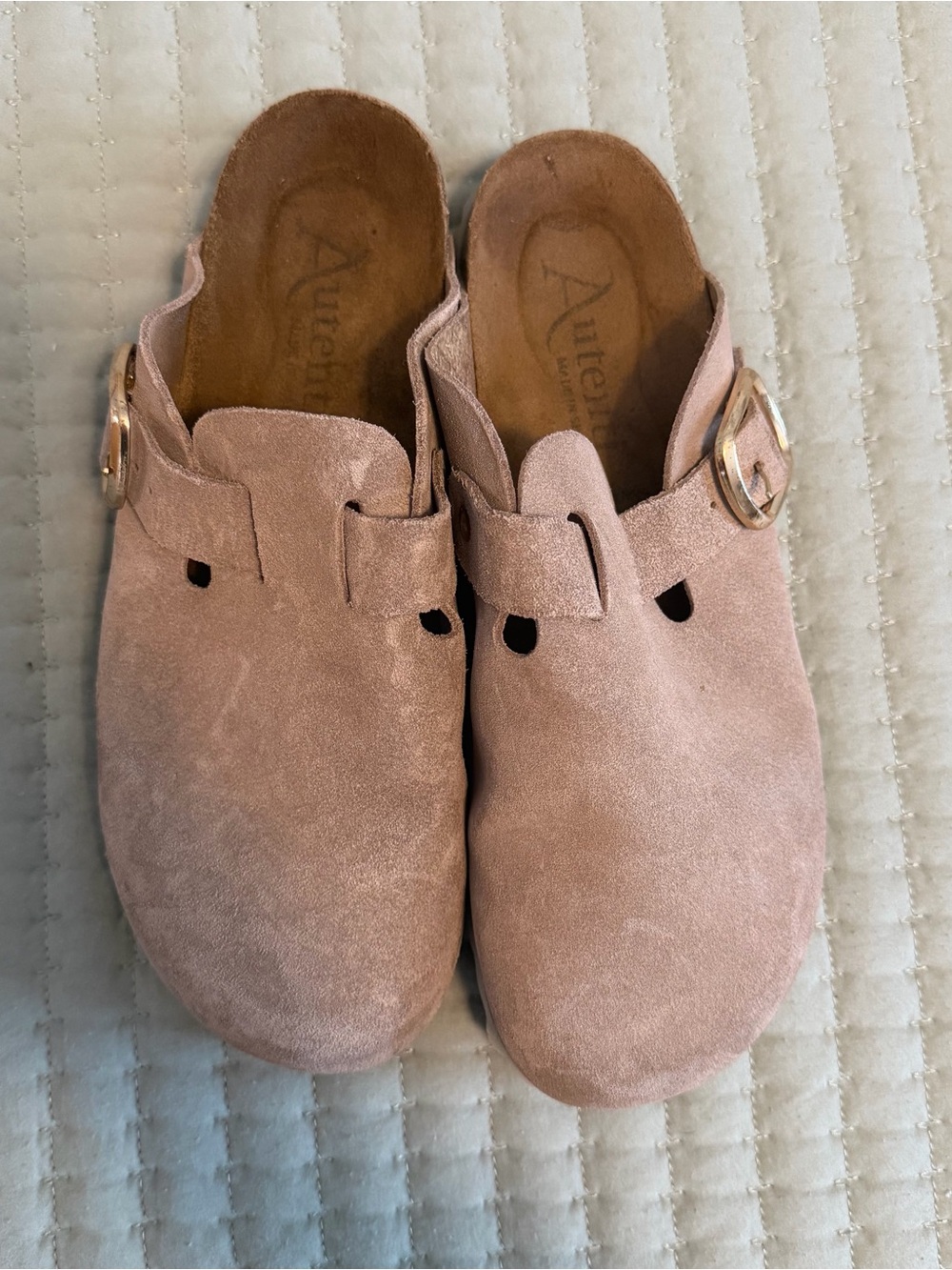 Suede Slip-On Clogs in Light Tan Women’s Size 40